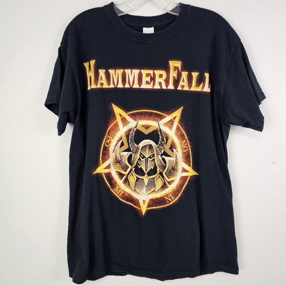 Hammerfall Shirt World Dominion Tour 2019 Front and back Graphic Sz Large
